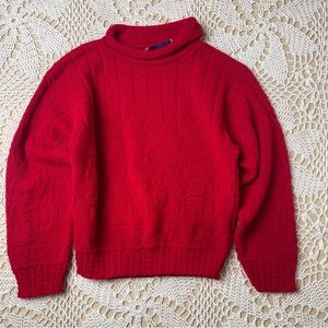 Vintage 1980s RJ Pumpkin Girls 6-7 Years Red Knit Teddy Bear Pullover Sweater